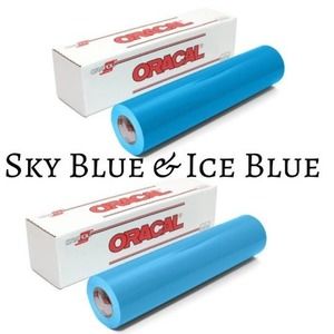 2 Pack 12"x 1 Yard Oracal 651 SKY BLUE & ICE BLUE Cricut Craft Vinyl Sign Decals
